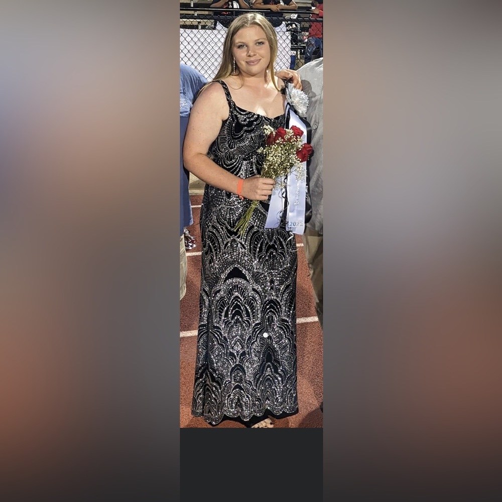 Prom dress Black and Silver with sparkles Size 11/12. Bought for $250. worn once